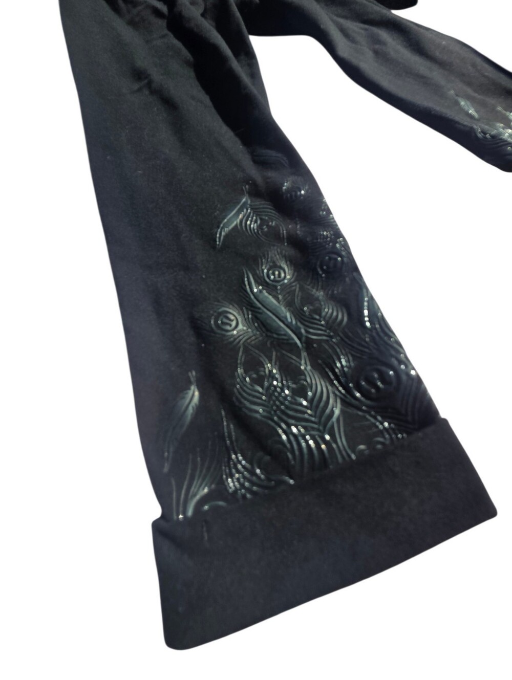 Lululemon Black Pants with Subtle Gloss Feather Emboss